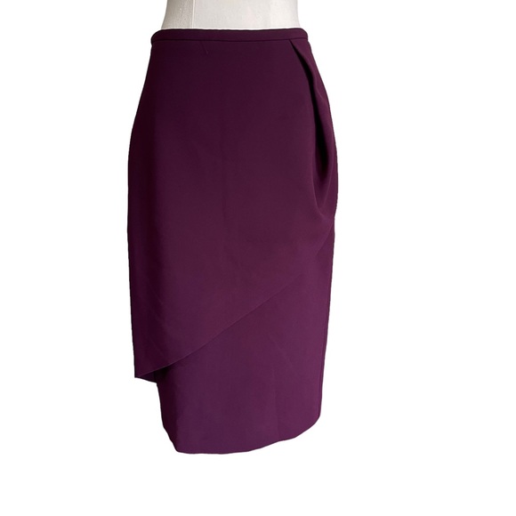 CAMILLA AND MARC Sz10 Plum asymmetrical fitted highwaised midi pencil skirt 🥇 - Picture 2 of 13